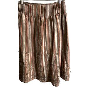 MaxMara Sport Orange-Brown-Ash Grey pleated sequined skirt knee length